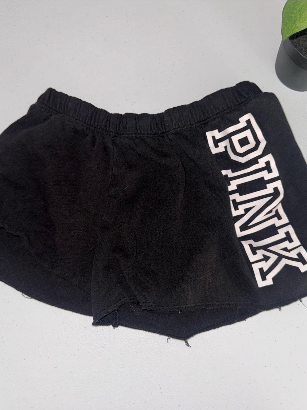 PINK Victoria's Secret Black Shorts with White Side Logo